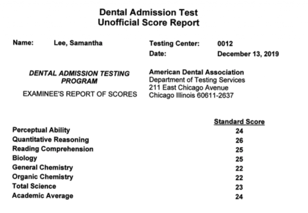 DAT Dental Admission Test - Samantha Lee