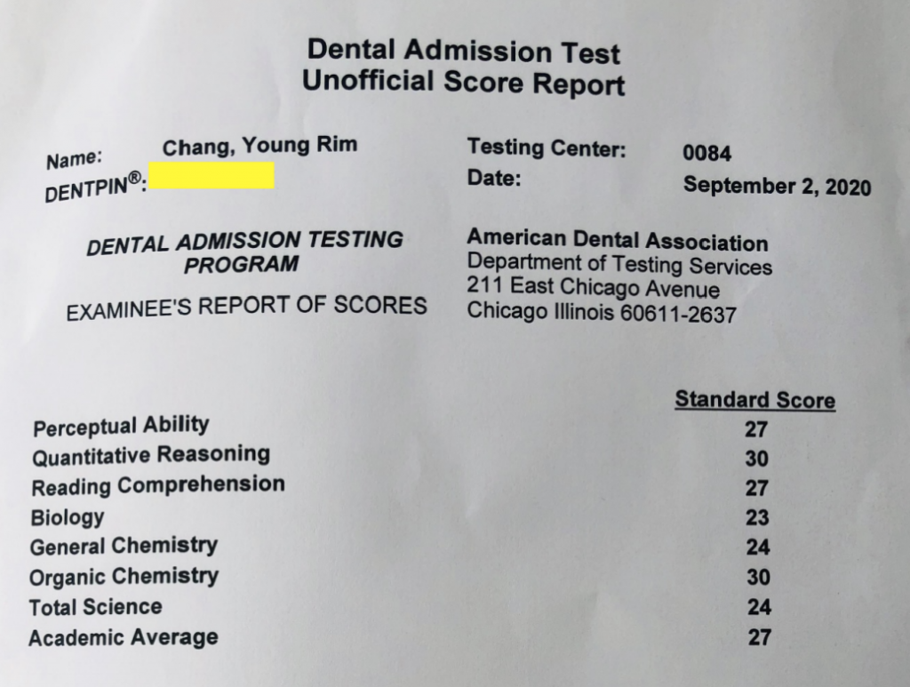 DAT Dental Admission Test Score Report CrackDAT.com